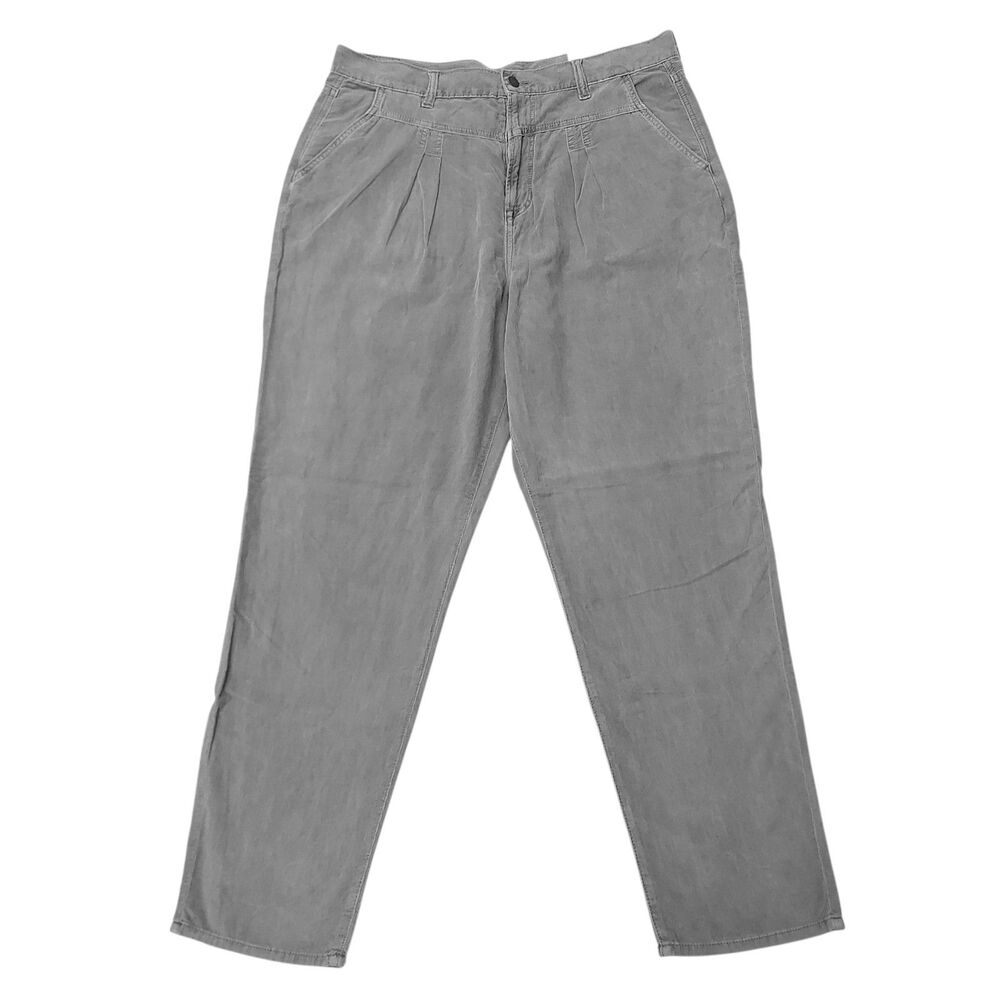 American Eagle Corduroy Mom Jean Womens 16 Long Gray Pleated Soft 100% Cotton